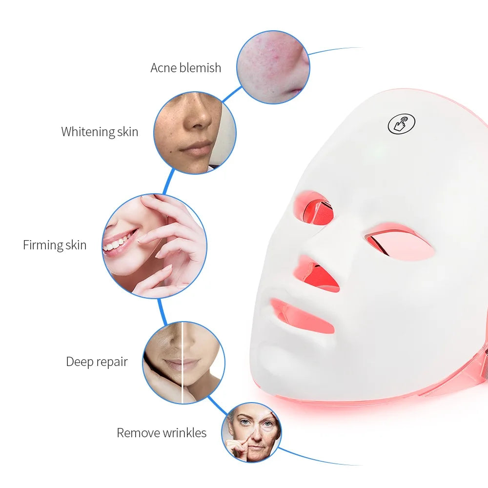 Rechargeable LED Facial Mask 7 Colors for Skin Care