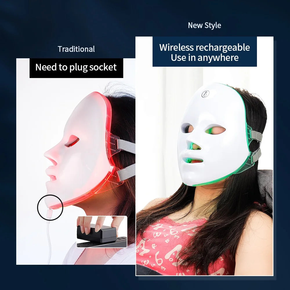 Rechargeable LED Facial Mask 7 Colors for Skin Care