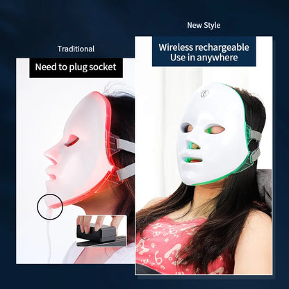 Rechargeable LED Facial Mask 7 Colors for Skin Care