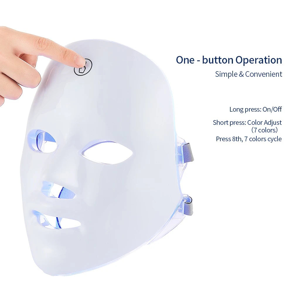 Rechargeable LED Facial Mask 7 Colors for Skin Care